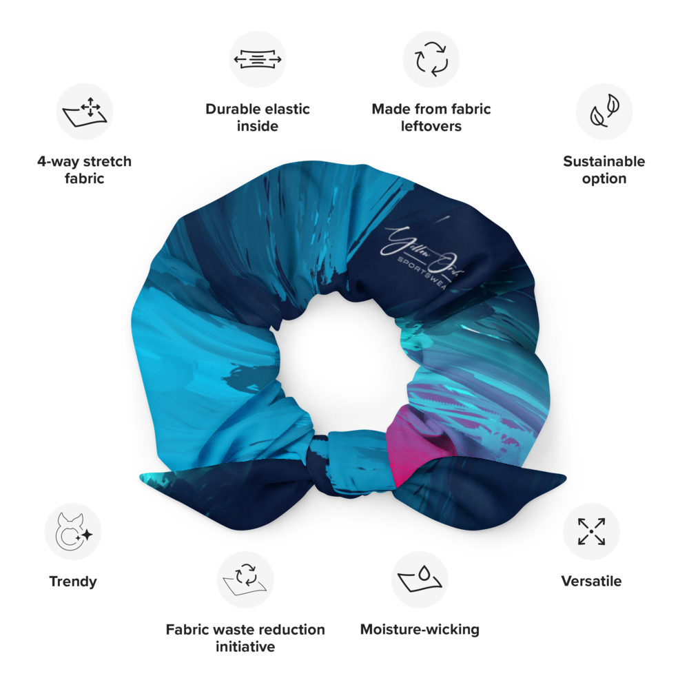 Women's Scrunchie & Hair Tie | Blue | Eco Friendly Recycled Polyester | Yellow Orchid Sportswear | #YO120-03