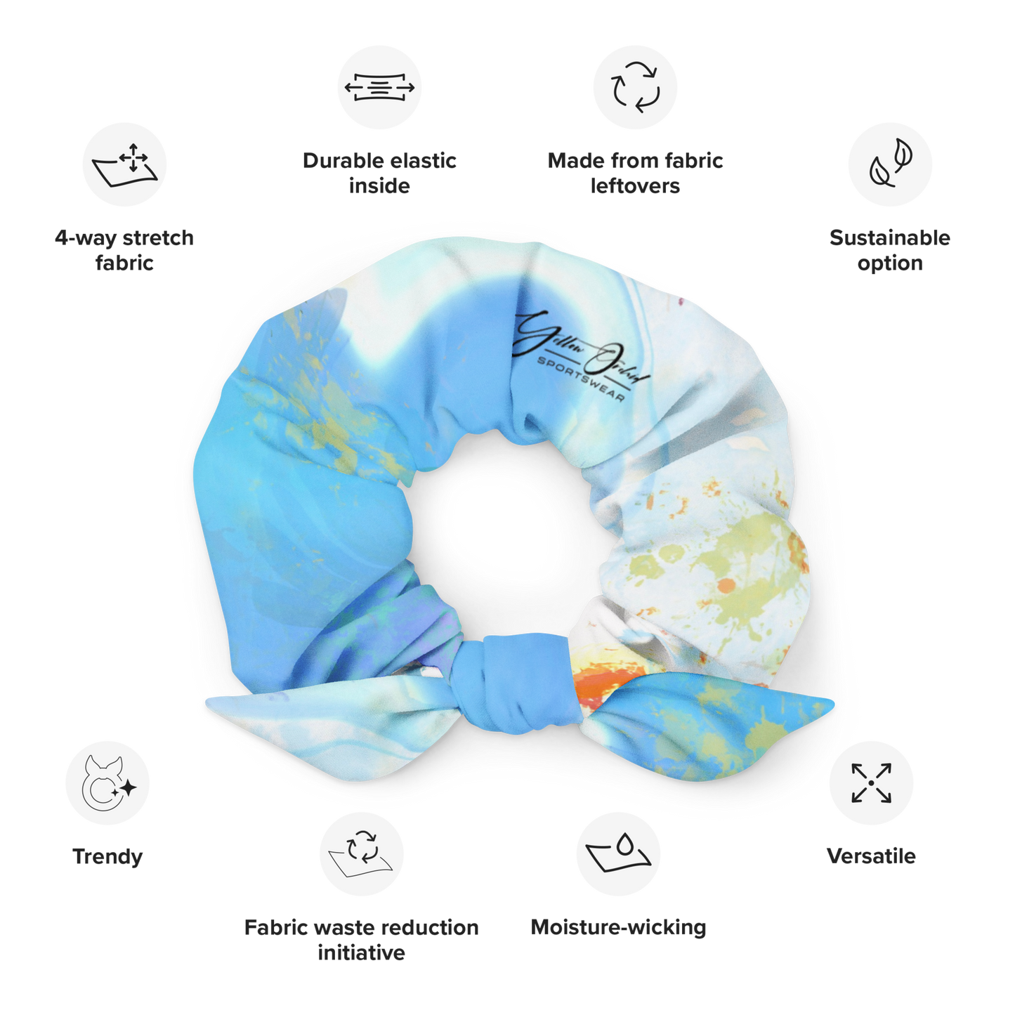 Women's Scrunchie & Hair Tie | Ocean Blue | Eco Friendly Recycled Polyester | Yellow Orchid Sportswear | #YO111-03