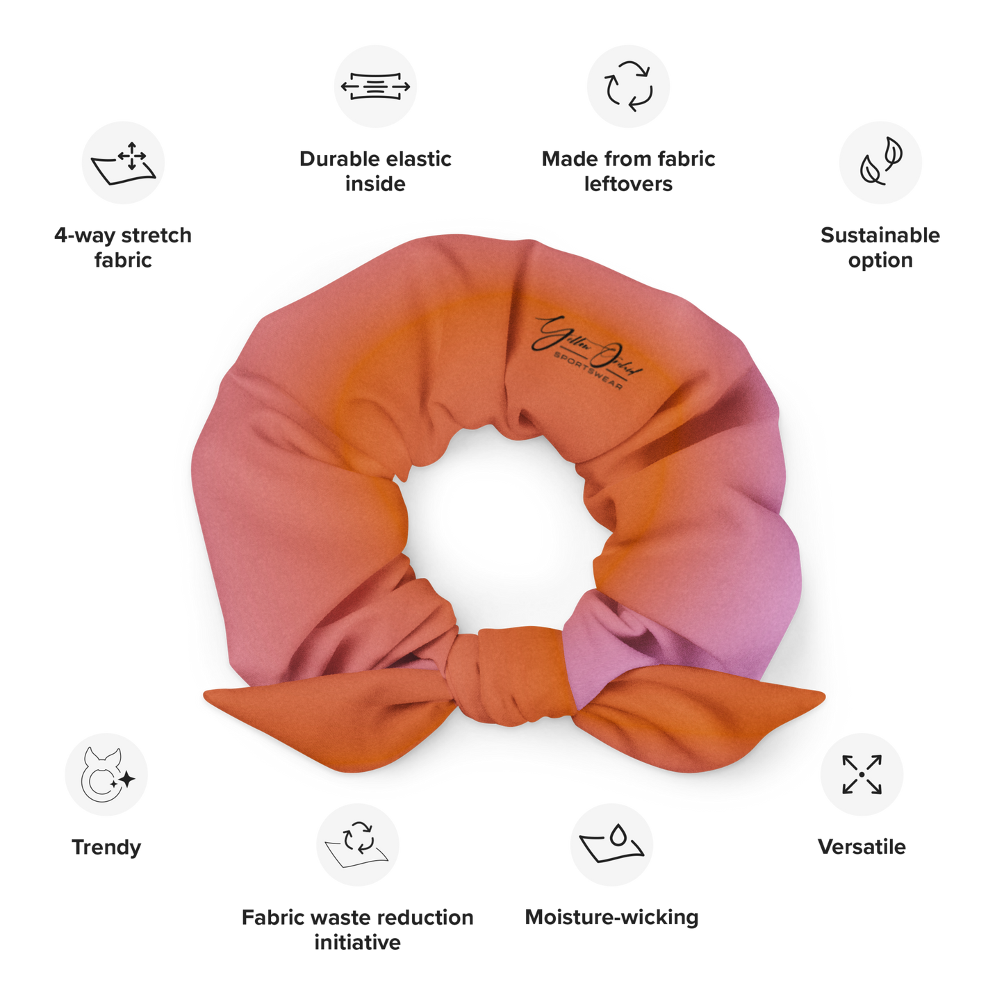 Women's Scrunchie & Hair Tie | Gold Red & Purple | Eco Friendly Recycled Polyester | Yellow Orchid Sportswear | #YO109-03