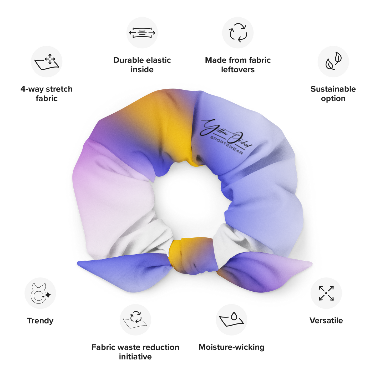 Women's Scrunchie & Hair Tie | Silver | Eco Friendly Recycled Polyester | Yellow Orchid Sportswear | #YO137-03