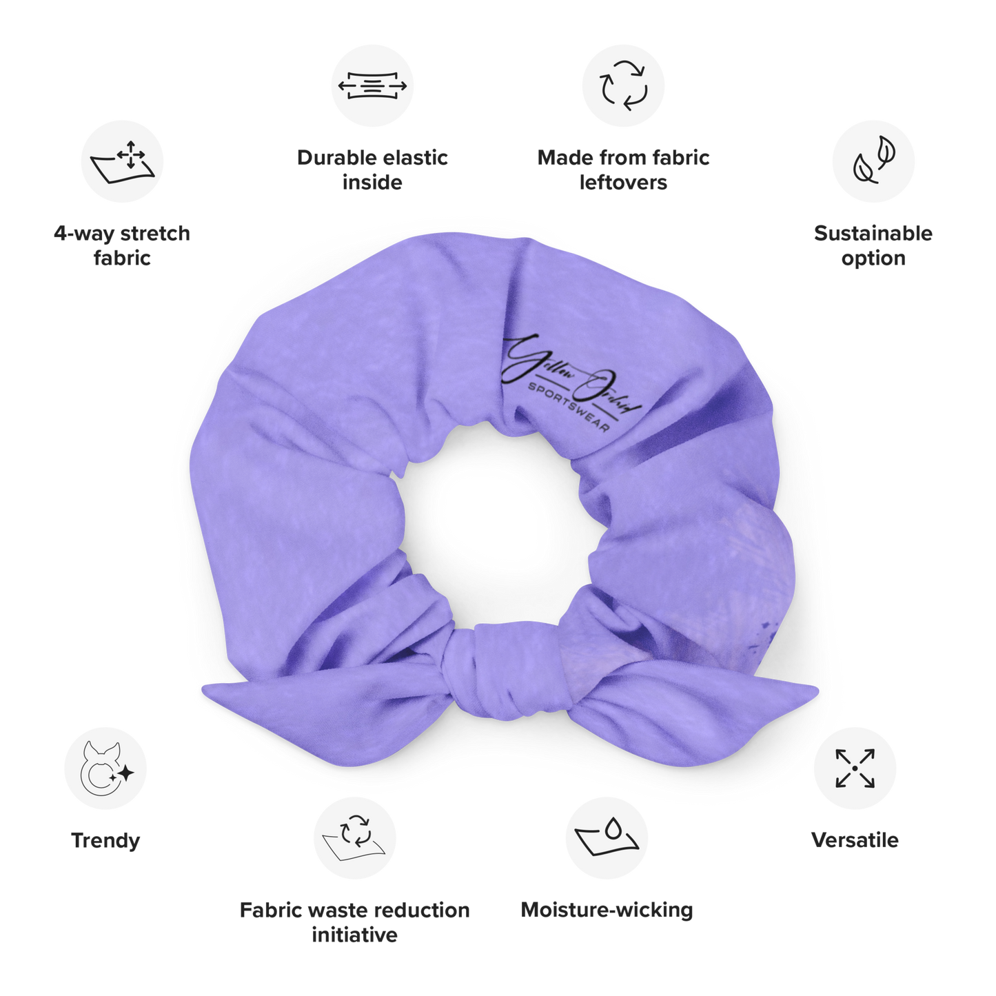Women's Scrunchie & Hair Tie | Purple | Eco Friendly Recycled Polyester | Yellow Orchid Sportswear | #YO140-03