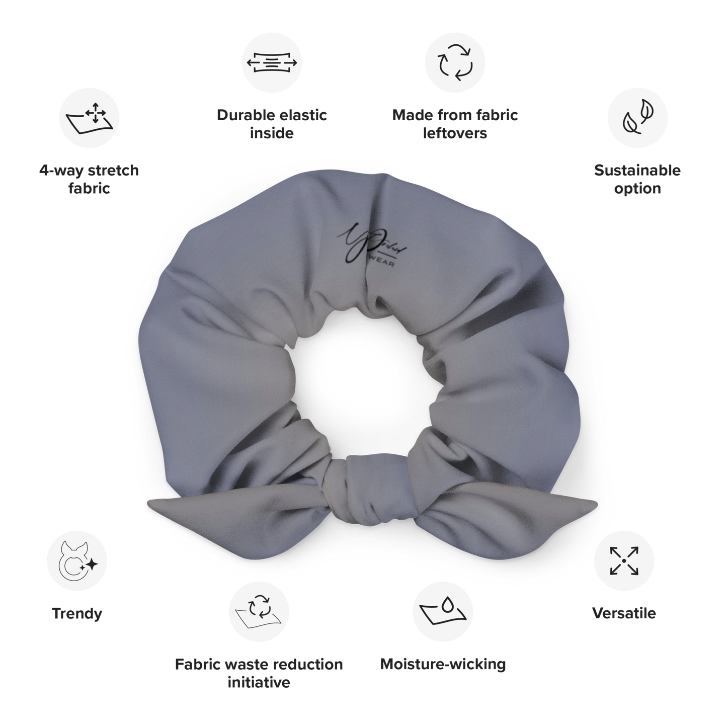Women's Scrunchie & Hair Tie | Yellow & Blue | Eco Friendly Recycled Polyester | Yellow Orchid Sportswear | #YO100-03