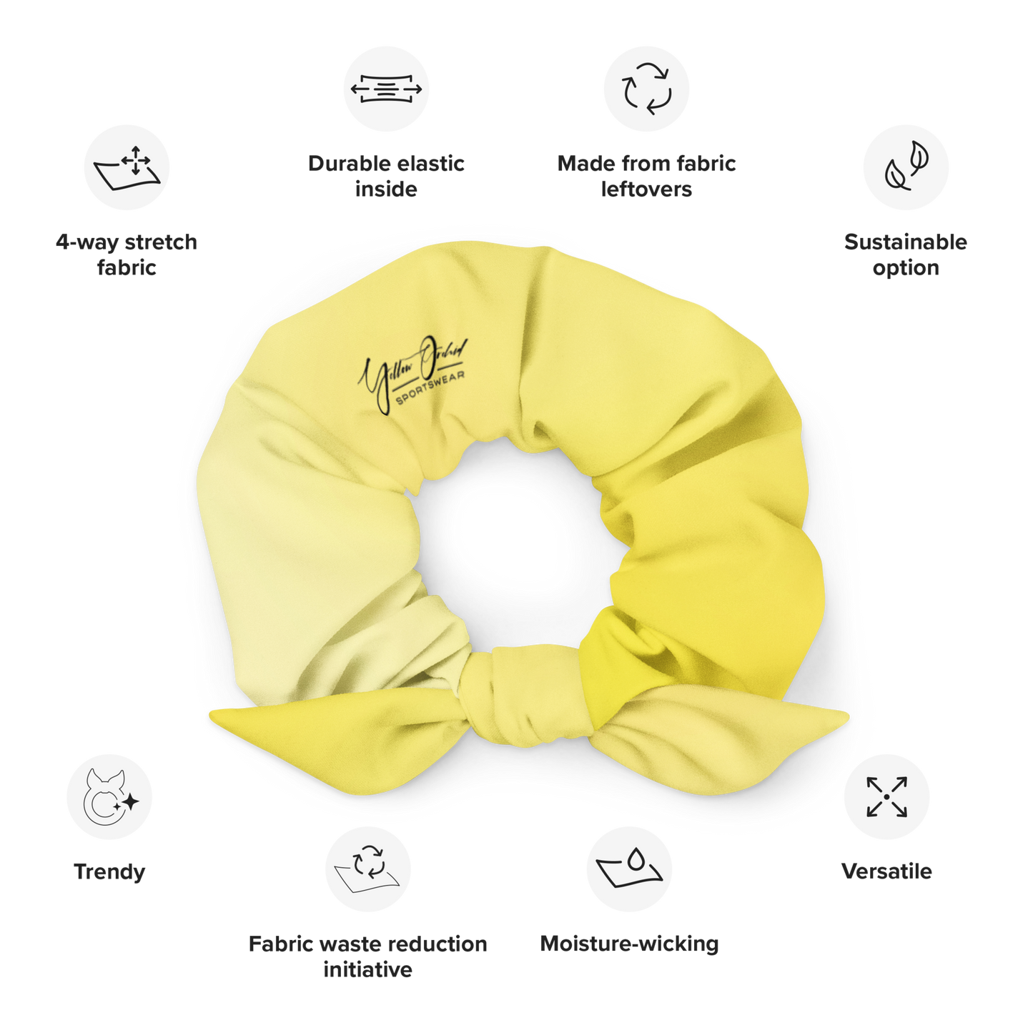 Women's Scrunchie & Hair Tie | Yellow | Eco Friendly Recycled Polyester | Yellow Orchid Sportswear | #YO142-03