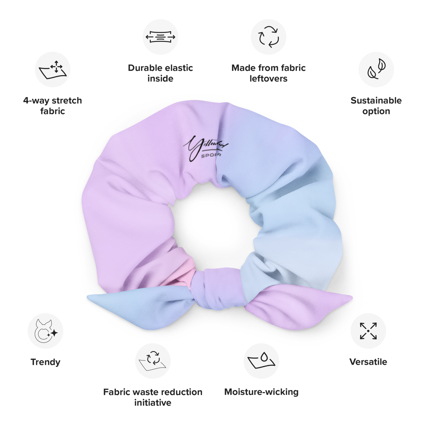 Women's Scrunchie & Hair Tie | Blue & Pink | Eco Friendly Recycled Polyester | Yellow Orchid Sportswear | #YO102-03