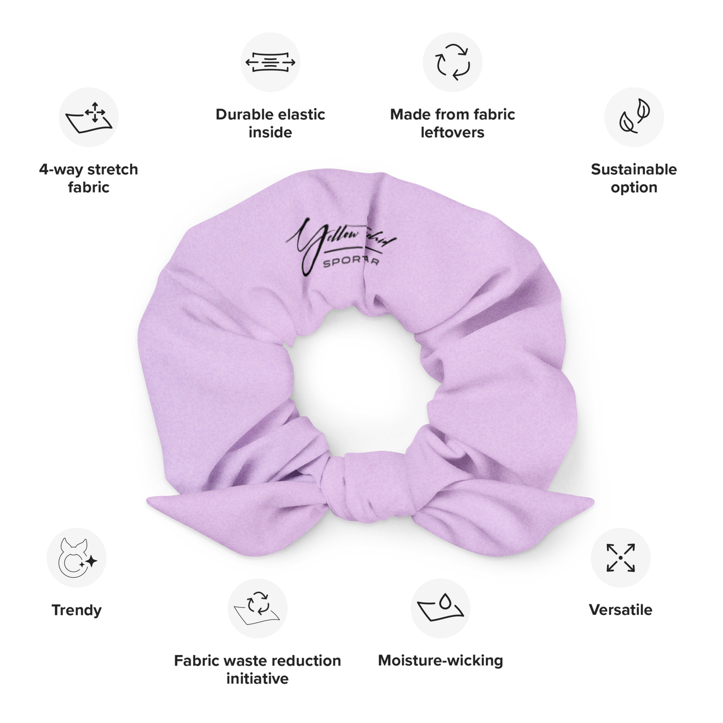 Women's Scrunchie & Hair Tie | Purple | Eco Friendly Recycled Polyester | Yellow Orchid Sportswear | #YO125-03