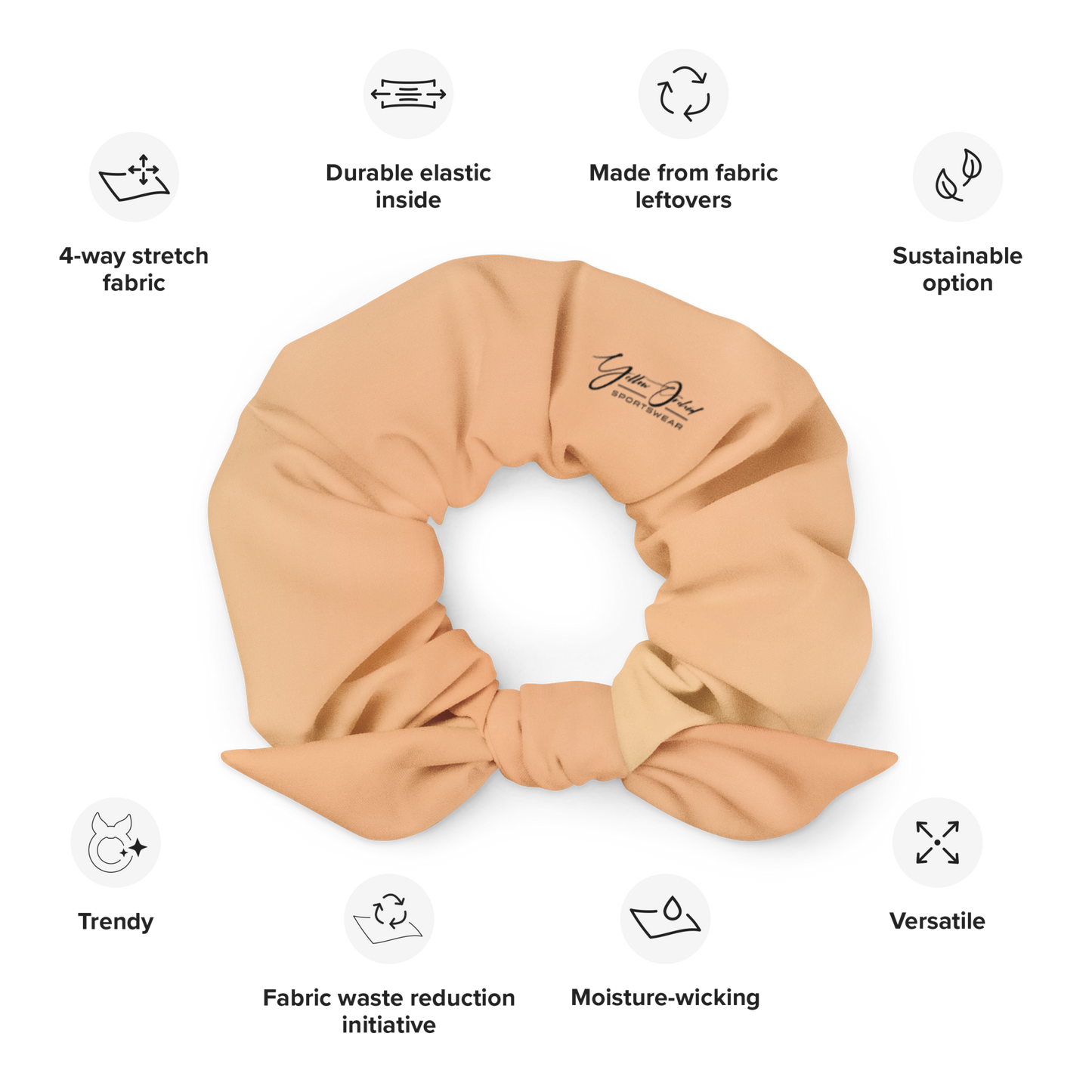 Women's  Scrunchie & Hair Tie | Beige | Eco Friendly  Recycled Polyester | Yellow Orchid Sportswear | #YO124-03