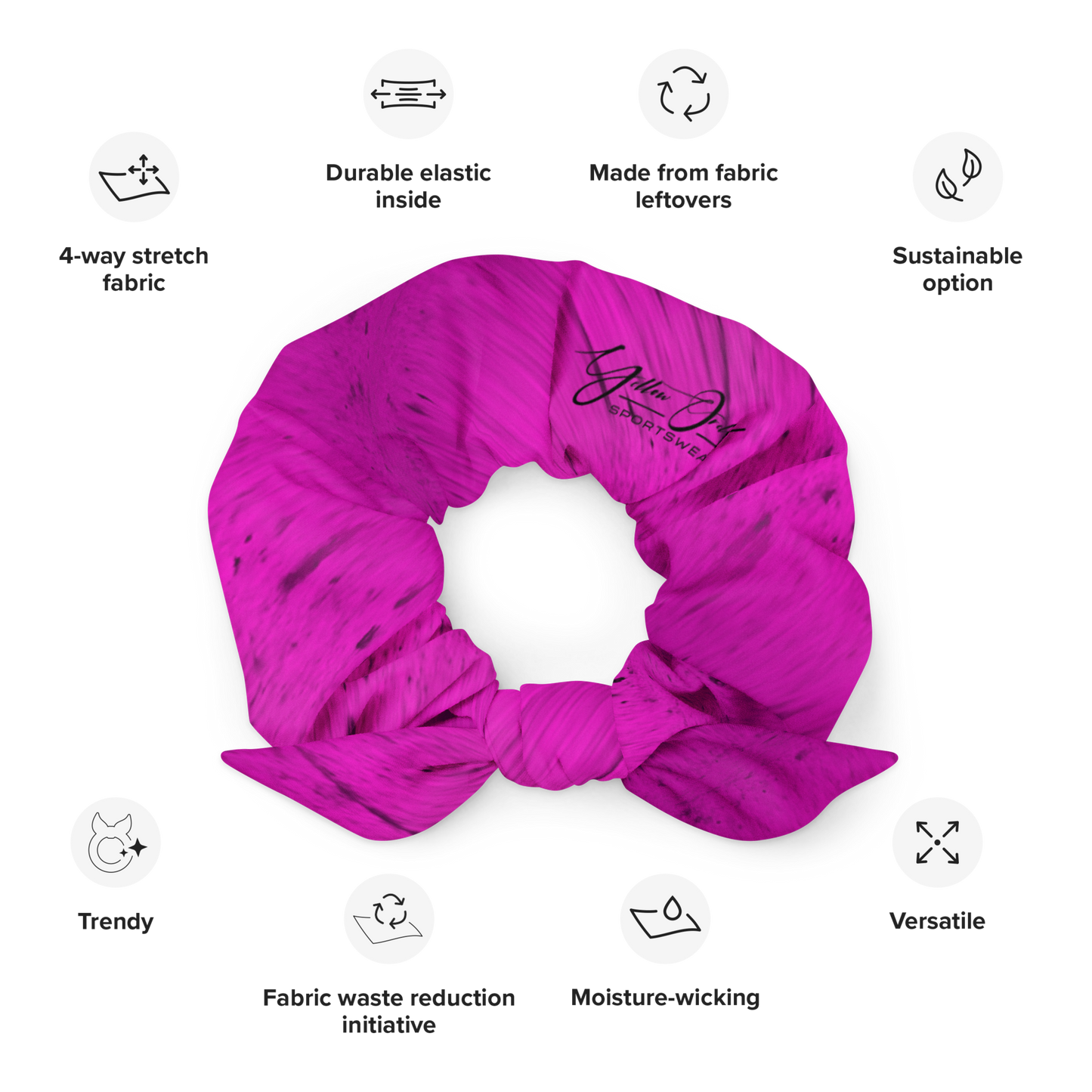 Women's  Scrunchie & Hair Tie | Purple | Eco Friendly  Recycled Polyester | Yellow Orchid Sportswear |  YO114-03