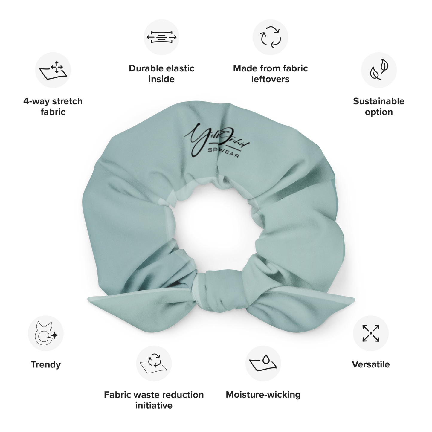 Women's Scrunchie & Hair Tie  | Silver  | Eco Friendly  Recycled Polyester  | Yellow Orchid Sportswear  |  #YO117-03