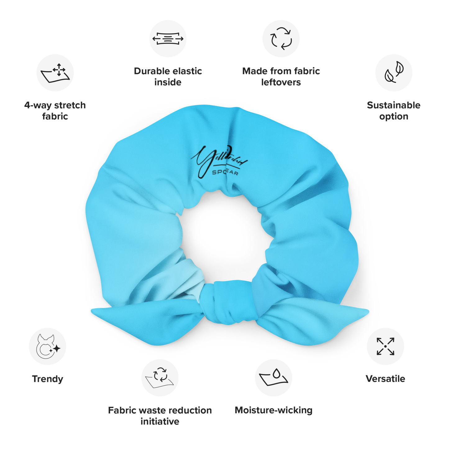 Women's Scrunchie & Hair Tie  | Blue & White  | Eco Friendly Recycled Polyester  | Yellow Orchid Sportswear  | #YO148-03