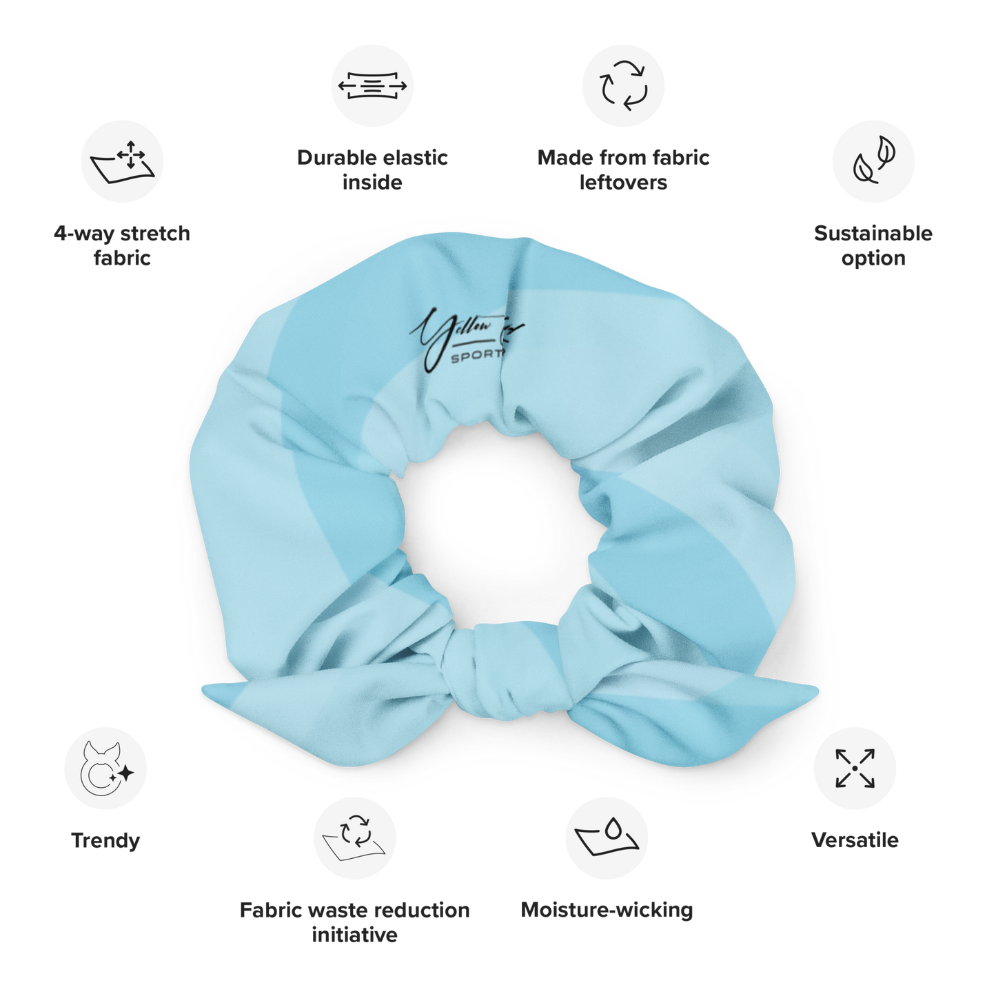 Women's Scrunchie & Hair Tie  | Light Blue  | Eco Friendly  Recycled Polyester  | Yellow Orchid Sportswear  |  #YO121-03