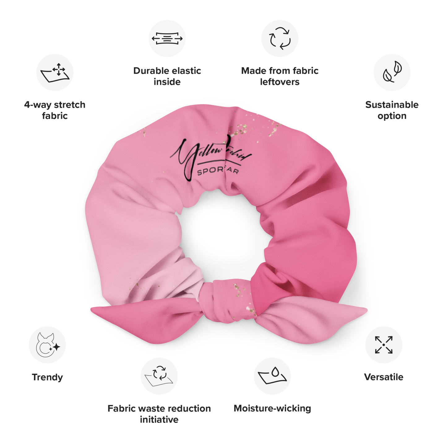 Women's  Scrunchie & Hair Tie  | Pink  | Eco Friendly  Recycled Polyester  | Yellow Orchid Sportswear  | #YO123-03