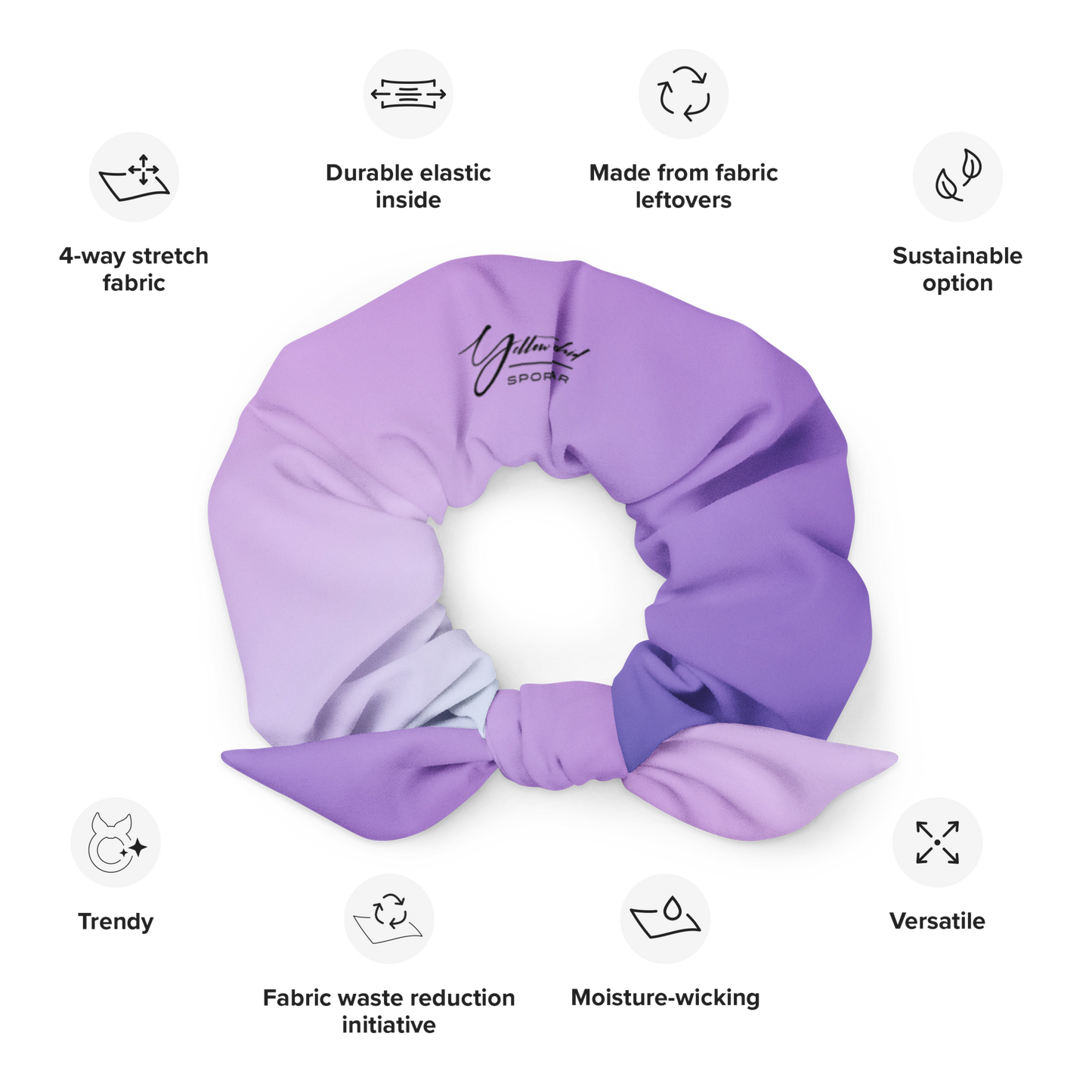 Women's  Scrunchies & Hair Tie  |  Light Metallic Purple  | Eco Friendly  Recycled Polyester  |  Yellow Orchid Sportswear  |  #YO118-03