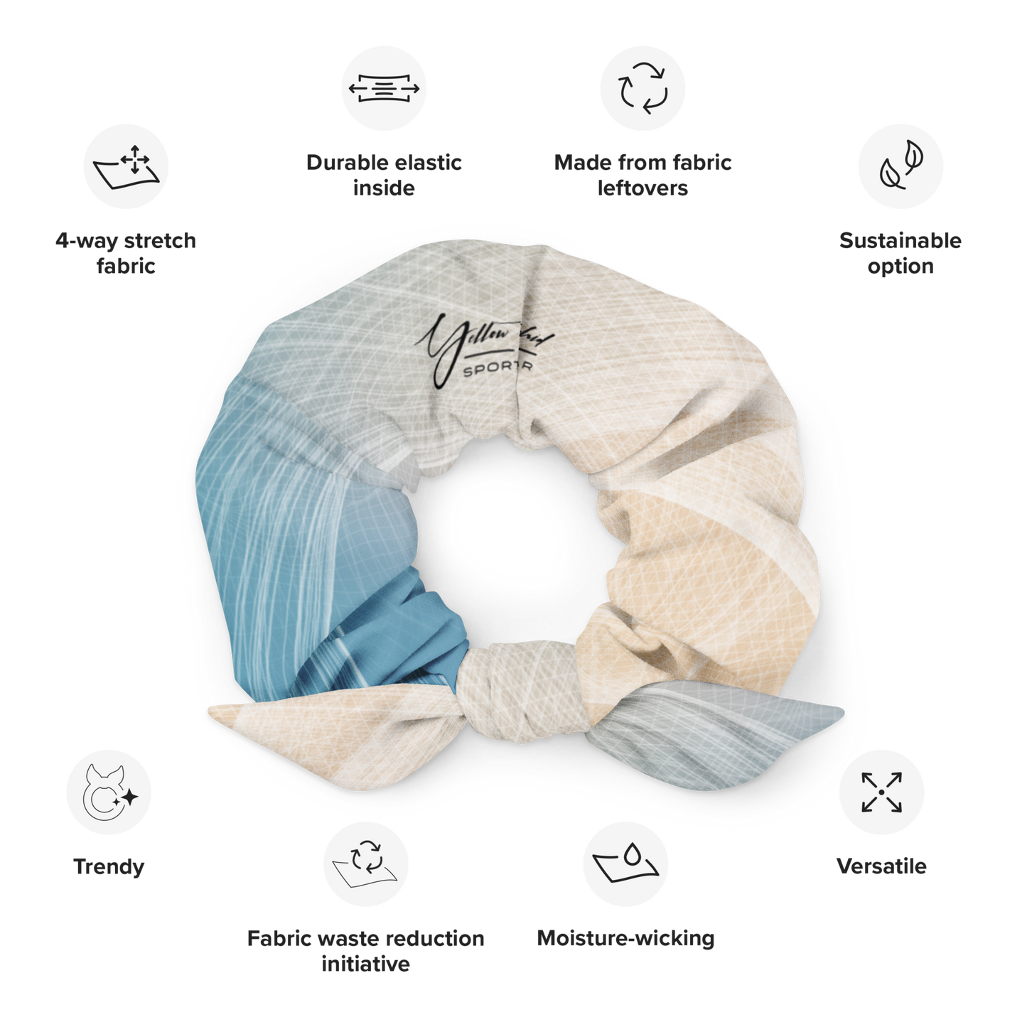 Women's Scrunchie & Hair Tie | Blue | Eco Friendly Recycled Polyester | Yellow Orchid Sportswear |  #YO150-03