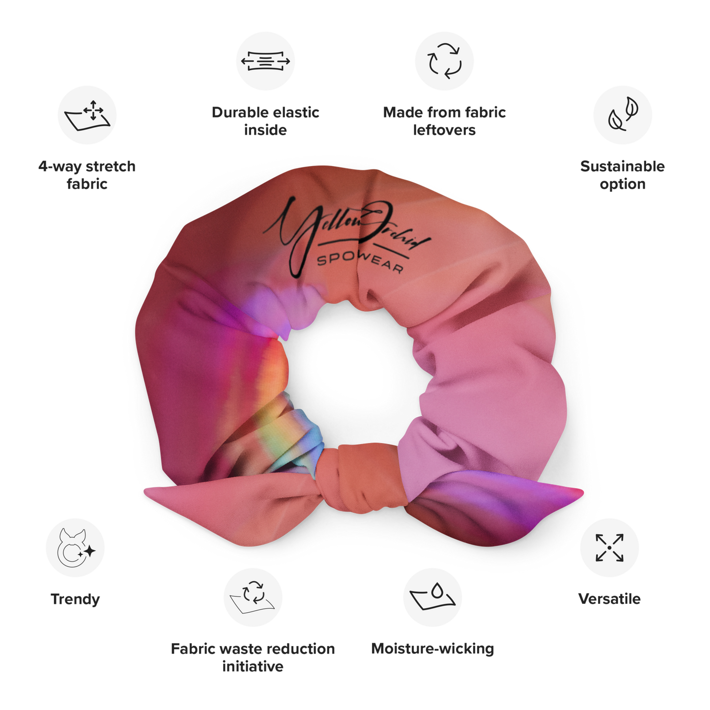 Women's Scrunchie & Hair Tie | Pink & Purple | Eco Friendly Recycled Polyester | Yellow Orchid Sportswear |  #YO119-03